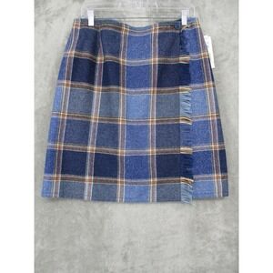 Vintage Liz Claiborne Skirt 14 Plaid Wool Wrap Fringe Academia Preppy Office New